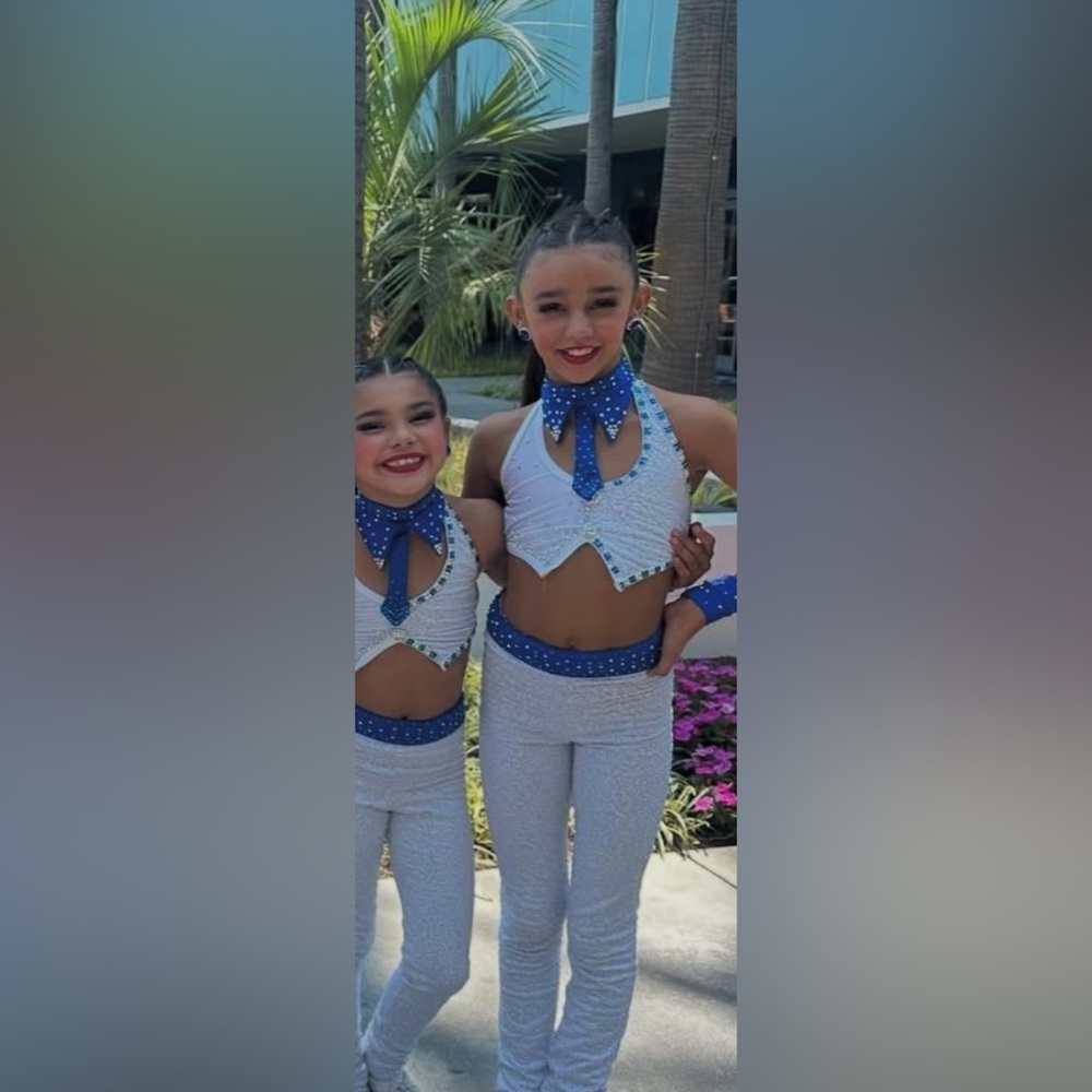 Blue and White Kids Dance Costume